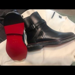 Christian Loubitin Chelsea Black Chain Link Boots